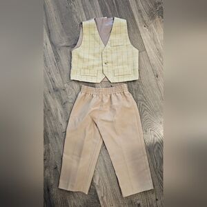24M Toddler Kids Plaid Vest and Tan Pants Set Formal‎ Reception Event Holiday